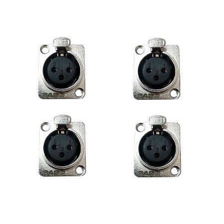 Kit 4 Conectores XLR Fêmea Painel SA2X - SANTO ANGELO