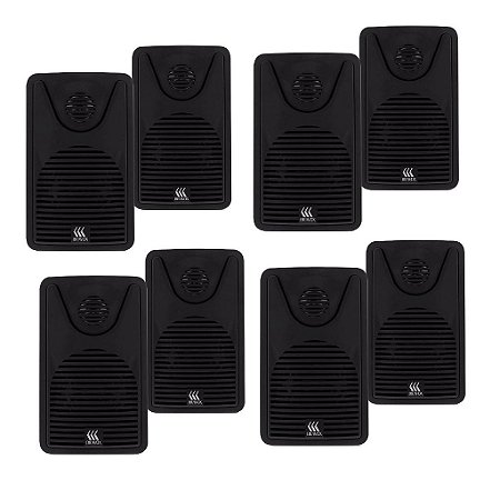 Kit 4 Pares de Caixa de Ambiente Preta 60W FOCO 35 - BRAVOX