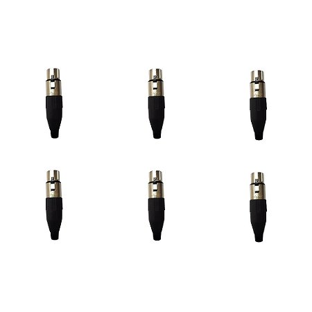 Kit 6 Conectores XLR Fêmea Linha PLG SA2X - SANTO ANGELO