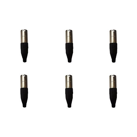 Kit 6 Conectores XLR Macho Linha PLG SA2X - SANTO ANGELO