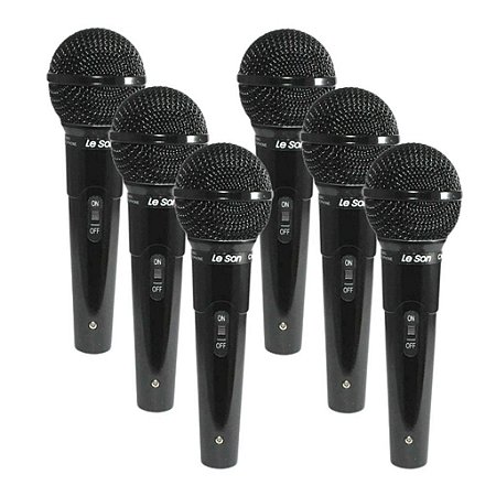 Kit 6 Microfone De Mao Dinâmico Cardioide MC-200 - LESON