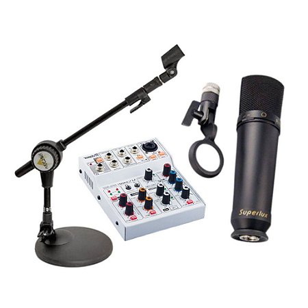 KIT GRAVAÇÃO E TRANSMISSÃO AO VIVO COM 3 COMPONENTES