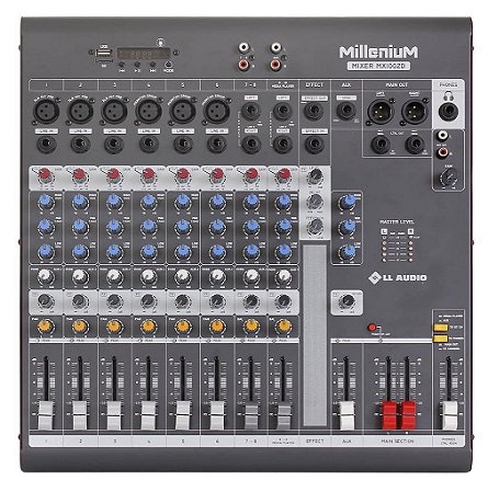 Mesa de Som 10 Canais Bivolt MILLENIUM MX1002D - LL ÁUDIO