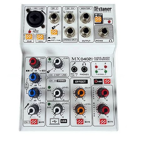 Mesa de Som de 4 canais Com Interface MX0402I - STANER