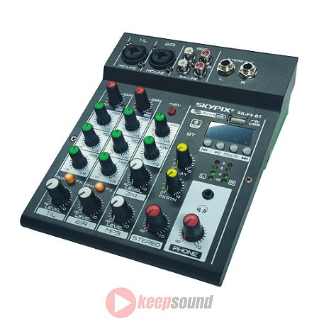 Mesa de Som Analógica 2 Canais SK-F4-BT - SKYPIX