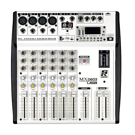 Mesa De Som Analógica Com 06 Canais MX0603 USB - STANER