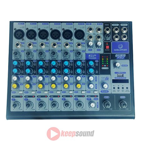 Mesa de Som Analógica 10 Canais CP 10 FXU - WALDMAN