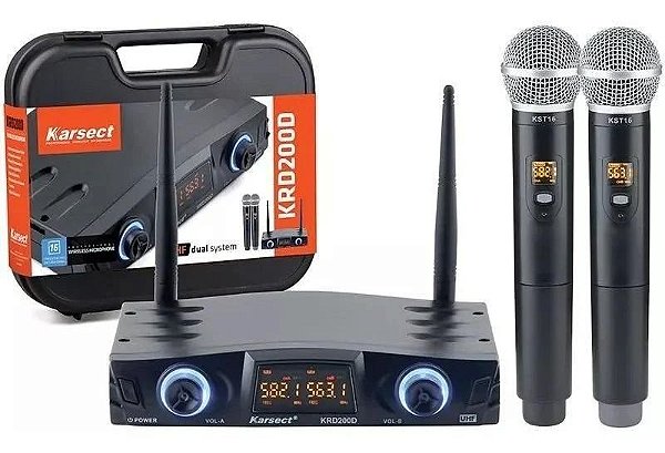 Microfone Sem Fio Duplo Mão KRD200DM - KARSECT