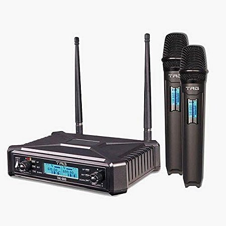 Microfone Sem Fio Duplo UHF Multifrequencia TMJ-800 TAGSOUND