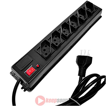 Régua de Energia Com Fusível 6 Tomadas 10A 3m FLP6 - TRANSCOLOR