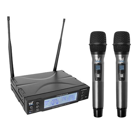 Microfone Profissional Duplo de Mão Sem Fio BR-8000-UHF - TSI