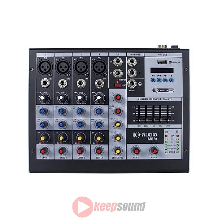 Mesa de Som Analógica 6 Canais MS 60 - K-AUDIO