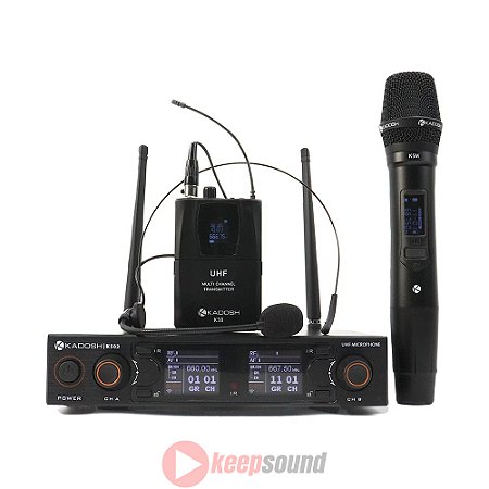 Microfone Duplo Profissional de Mão | Headset Sem fio K502C - KADOSH