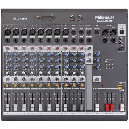 Mesa De Som Com 12 Canais MILLENIUM MX1202D - LL AUDIO