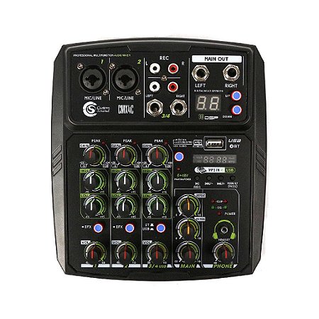 Mesa De Som 4 Canais CMX4C Preto - CUSTOM SOUND