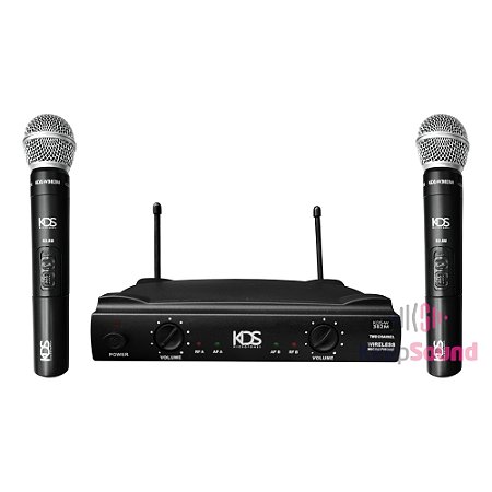 Microfone Profissional de Mão Duplo Sem Fio KDS-W 382M - KDS