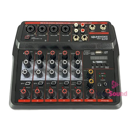 Mesa de Som 6 Canais MC6-BT - SOUNDVOICE