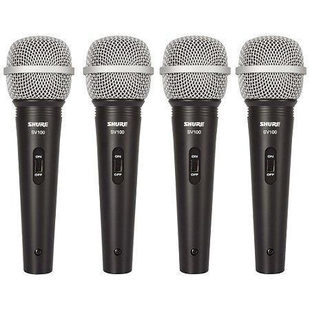 Kit 4 Microfones Profissionais Dinâmico Sv 100 - Shure