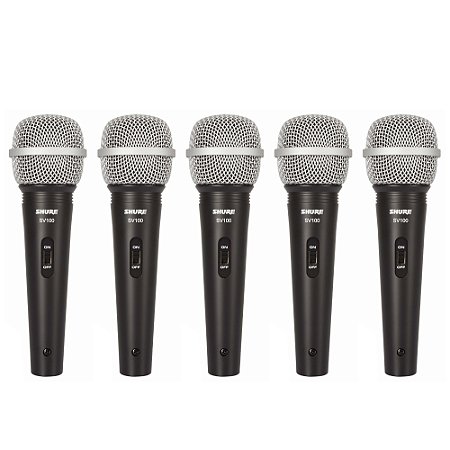 Kit 5 Microfones Profissionais Dinâmico Sv 100 - Shure