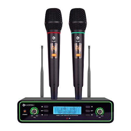 Microfone Duplo Profissional De Mão Sem Fio K422m - Kadosh