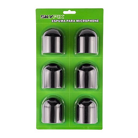 Kit 6 Espumas Para Microfone (preta) Sk-sp01 - Skypix