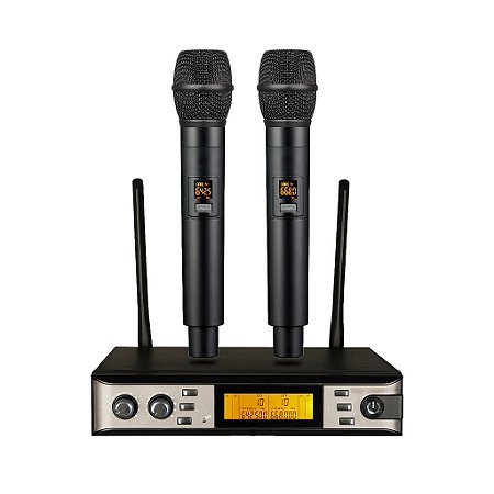 Microfone Profissional De Mão Duplo Sem Fio K402m - Kadosh