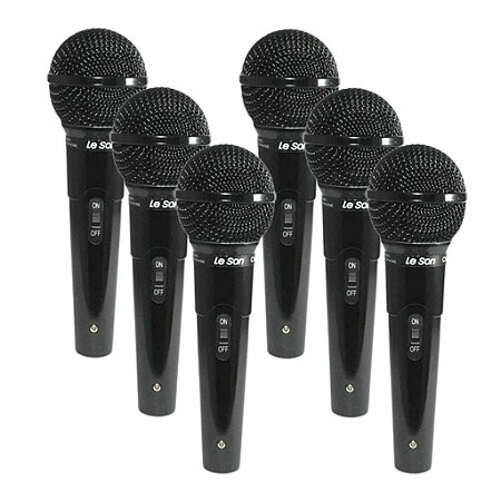 Kit 6 Microfone De Mão Dinâmico Cardioide Mc-200 Leson