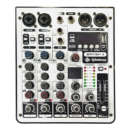 Mesa De Som 4 Canais Com Interface British 4 - Waldman