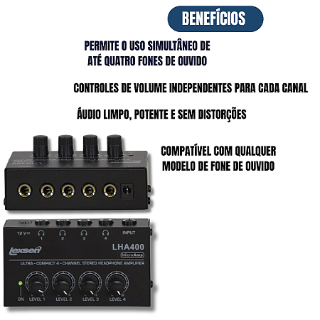 AMPLIFICADOR DE FONE LHA400 LEXSEN
