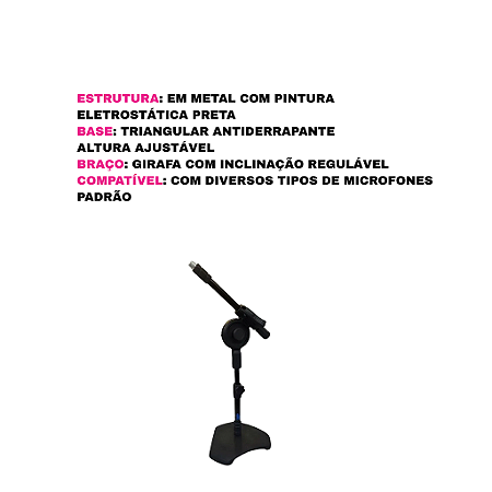 PEDESTAL DE MESA GIRAFA COM BASE TRIANGULAR MPS2GBKPRO VISÃO
