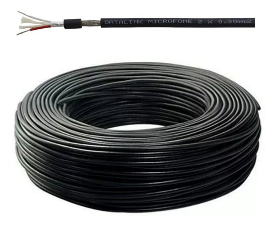 Cabo Para Microfone 2x0,30 Mm2 Rolo 100 Metros - Datalink