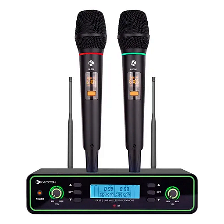 Microfone Sem Fio Duplo Recarregável Kadosh K 422m Rec