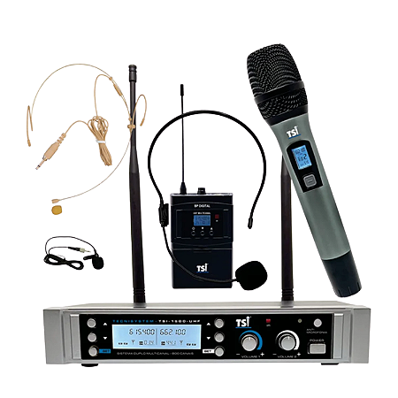 Microfone Sem Fio Duplo Uhf Tsi-1500-cli-uhf - Tsi