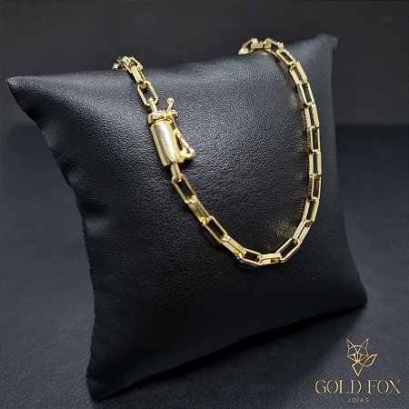 CORRENTE TIJOLINHO 4 MM FECHO CANHÃO (70 CM) - BANHADO A OURO 18K