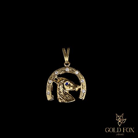 PINGENTE FERRADURA COM MICRO ZIRCÔNIA - BANHADO A OURO 18K