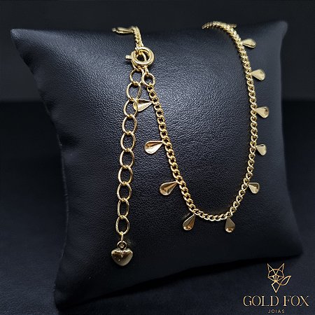 CHOKER PÊNDULOS DE GOTAS (45 CM COM EXTENSOR) - BANHADO A OURO 18K