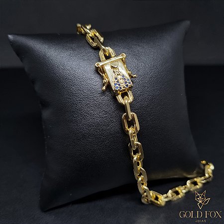 CORRENTE CADEADO 6 MM COM FECHO GAVETA NOSSA SENHORA (60 CM) - BANHADO A OURO 18K