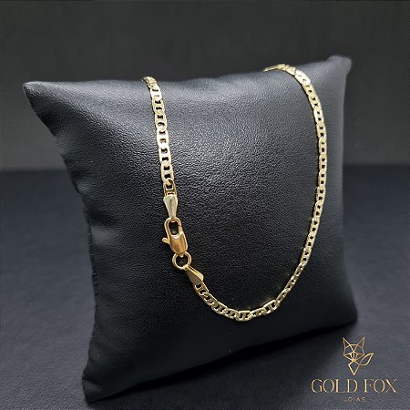 CORRENTE PIASTRINE 3 MM COM FECHO ITALIANO (60 CM) - BANHADO A OURO 18K