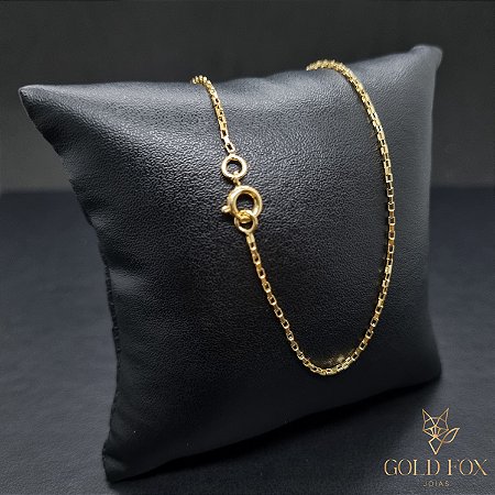 CORRENTE CADEADO FINA 1,5 MM FECHO ARGOLINHA (45 CM) - BANHADO A OURO 18K
