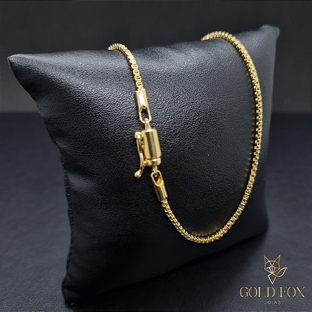 CORRENTE VENEZIANA DIAMANTADA FECHO CANHÃO (60 CM) - BANHADO A OURO 18K