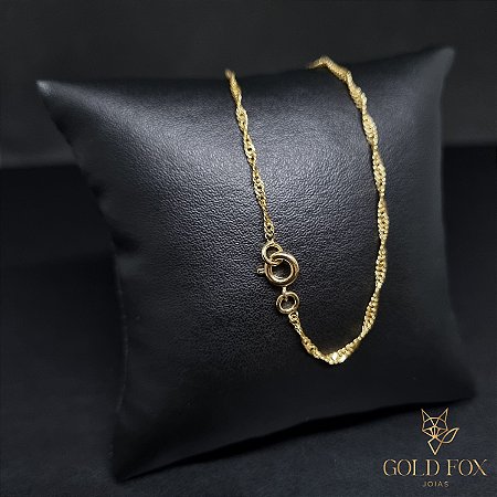 CORRENTE SINGAPURA 1,5 MM COM FECHO ARGOLINHA (45 CM) - BANHADO A OURO 18K