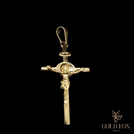 PINGENTE CRUZ INRI SOBREPOSTO - BANHADO A OURO 18K