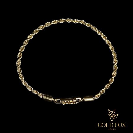 PULSEIRA CORDÃO BAIANO 3 MM FECHO CANHÃO (19 CM) - BANHADO A OURO 18K