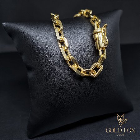 PULSEIRA CADEADO 6 MM FECHO CANHÃO (19 CM) - BANHADO A OURO 18K