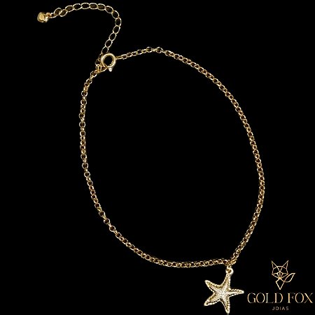 TORNOZELEIRA ESTRELA DO MAR (COM EXTENSOR) - BANHADO A OURO 18K