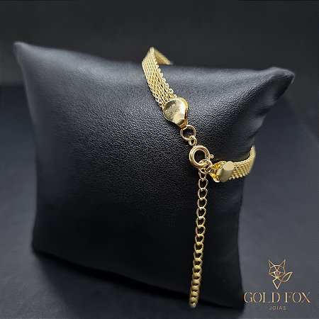 PULSEIRA ITALIANO 5 MM 15 CM + EXTENSOR (FECHO ARGOLINHA) - BANHADO A OURO 18K