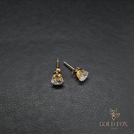 BRINCO PEDRA CIRCULAR C/ CAIXA 6,5 MM (1,2 G) - BANHADO A OURO 18K