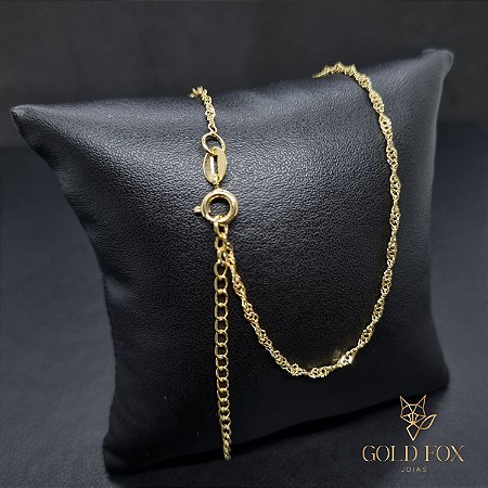 COLAR GRUMET DUPLA 45 CM + EXTENSOR 1,8 MM (FECHO ARGOLINHA) - BANHADO A OURO 18K