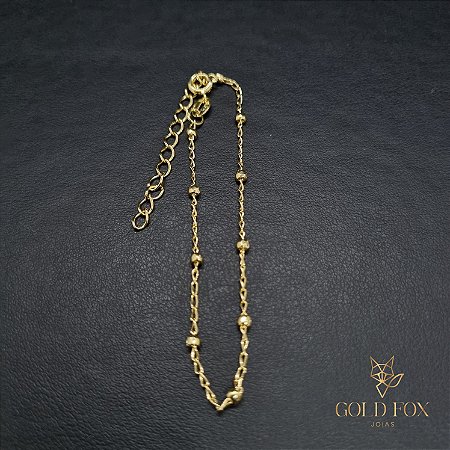 PULSEIRA GRUMET C/ ESFERAS 1,5 MM 15 CM + EXTENSOR (FECHO ARGOLINHA) - BANHADO A OURO 18K