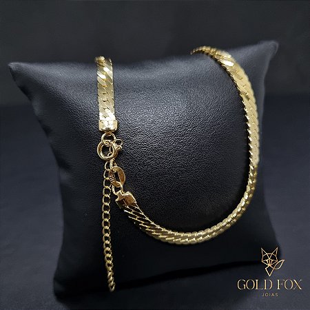 CHOKER LACRAIA 35 CM + EXTENSOR 4,3 MM (FECHO ARGOLINHA) - BANHADO A OURO 18K